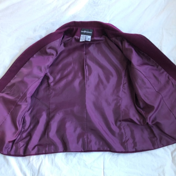 SAG HARBOR Blazer Burgundy Wine Purple Wool Jacket Cardigan Coat Zip Front Sz 18 - Picture 9 of 9